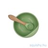 SquishyBowl - Zöld szilikon baba tál kanállal