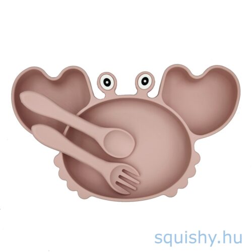 SquishyPlate - Crabby mintás Pink gyerek tányér